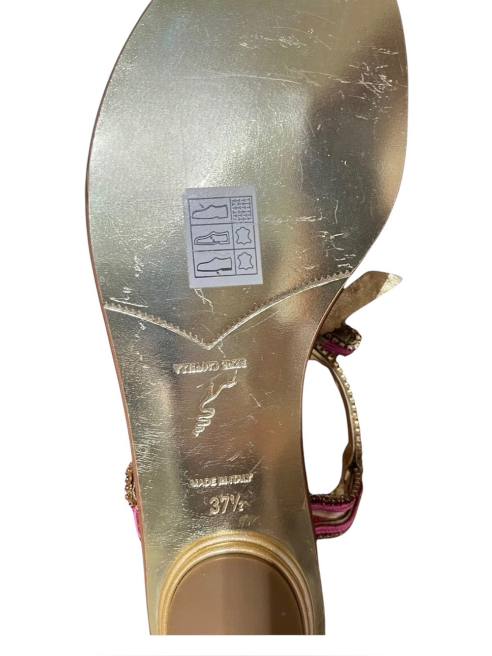 Rene Caovilla Gold & Pink Bow-Embellished Sandals - Picture 7 of 7